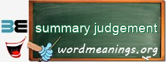 WordMeaning blackboard for summary judgement